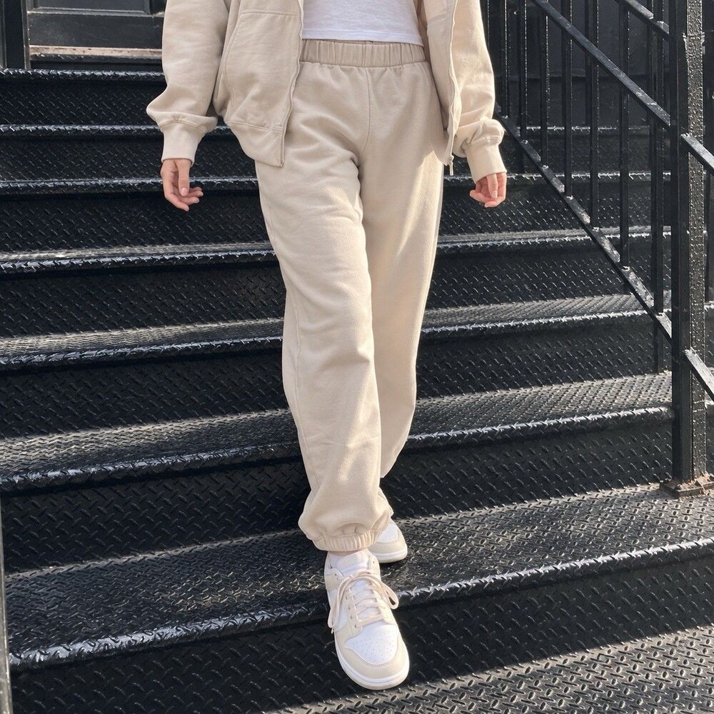 Brandy Melville Rosa Sweatpants Womens OS S/ M Cream Fleece Joggers Lounge